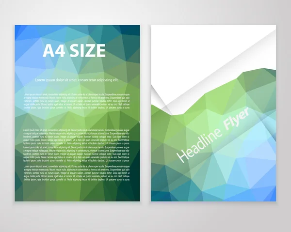 Eco abstract triangle brochure flyer design template in A4 size. Trendy business concept. Vector illustration. — Stock Vector