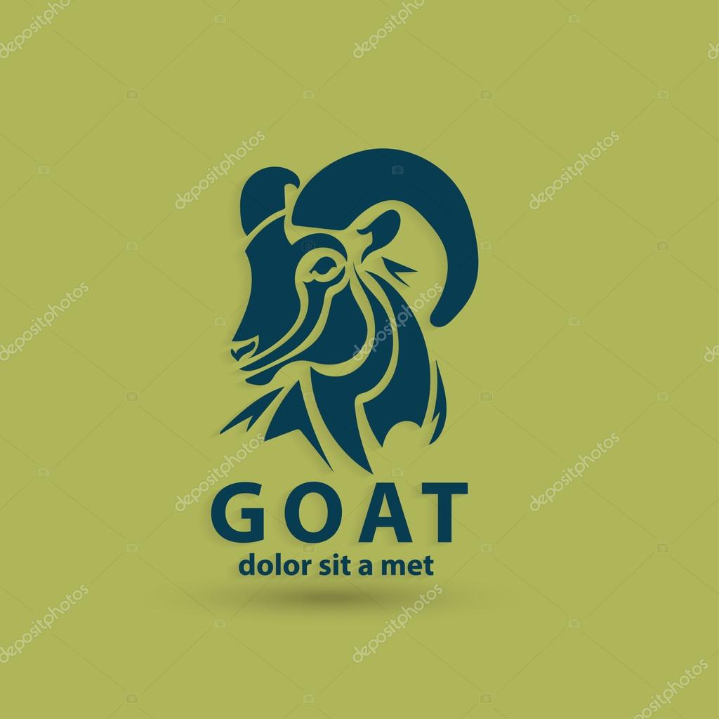 Stylized silhouette face goat. Wild animal logo design template. Artistic creative idea. Vector illustration.