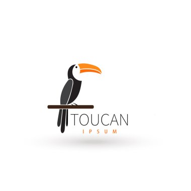 stilize toucan logo tasarım şablonu. sanatsal kuş siluet. Şirketiniz için yaratıcı kavramı logo. vektör çizim.