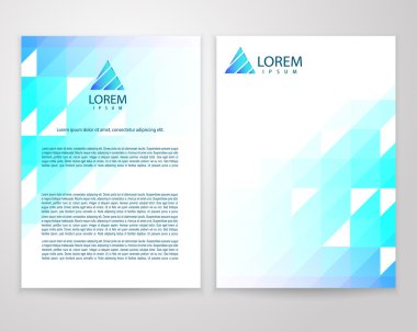 mavi soyut üçgen broşür ve ilan a4 boyutunda. modaya uygun iş kavramı logo tasarımı ile. yaratıcı vektör çizim.