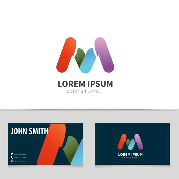 Bokstaven m, Logotypdesign med visitkortsmall. kreativa vektor logotypen för företaget. — Stock vektor
