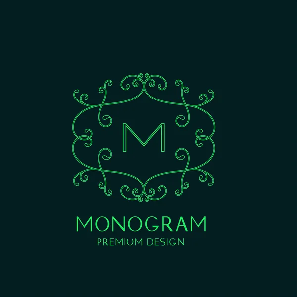 Konstnärliga elegant blommig monogram. graciösa line art Logotypdesign. trendiga affärsidé. vektor illustration, bokstaven m. — Stock vektor