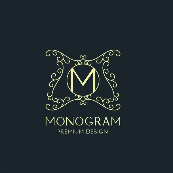 Monogramma artistico elegante floreale. Graziosa linea d'arte logo design. Illustrazione vettoriale . — Vettoriale Stock