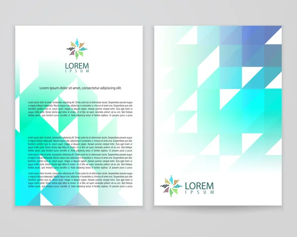 Blue abstract driehoek brochure folder in a4-formaat. trendy bedrijfsconcept met oneindig logo ontwerp. creatieve vectorillustratie. — Stockvector