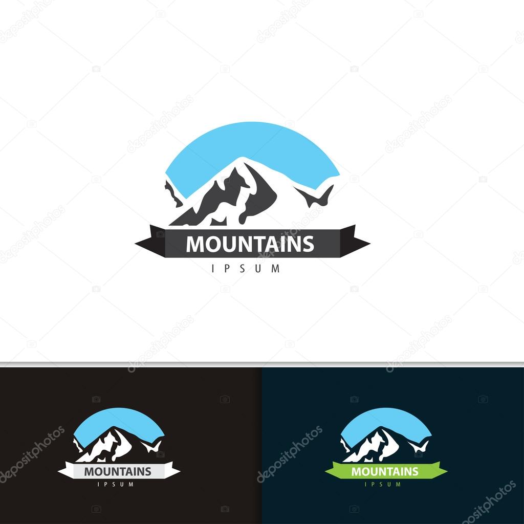 Mountain logo design. Tourism travel logotype template for your company. Vector set illustration.