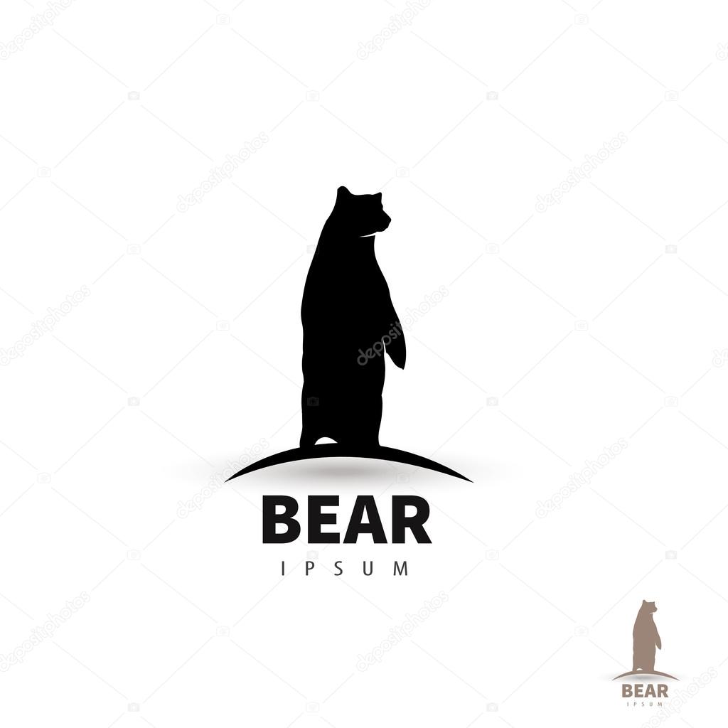 Stylized bear logo design template. Artistic animal silhouette. Creative concept logotype for your company. Vector illustration.