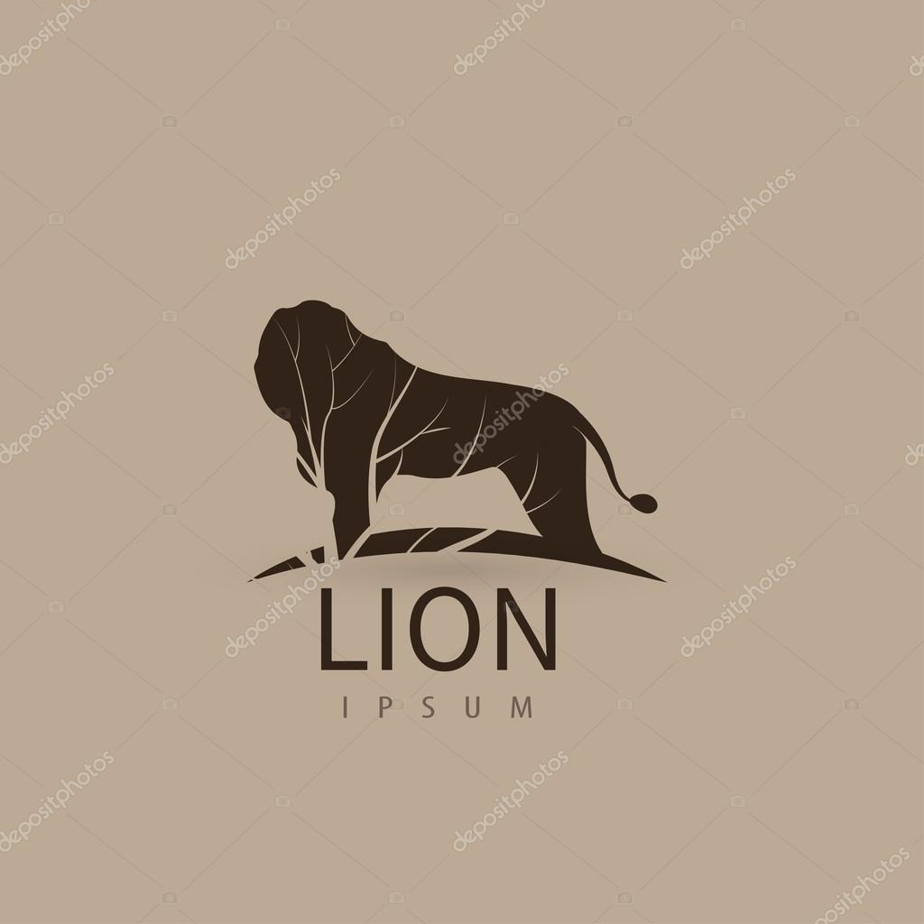 Stylized lion logo design template for your company. Artistic animal silhouette. Vector illustration.