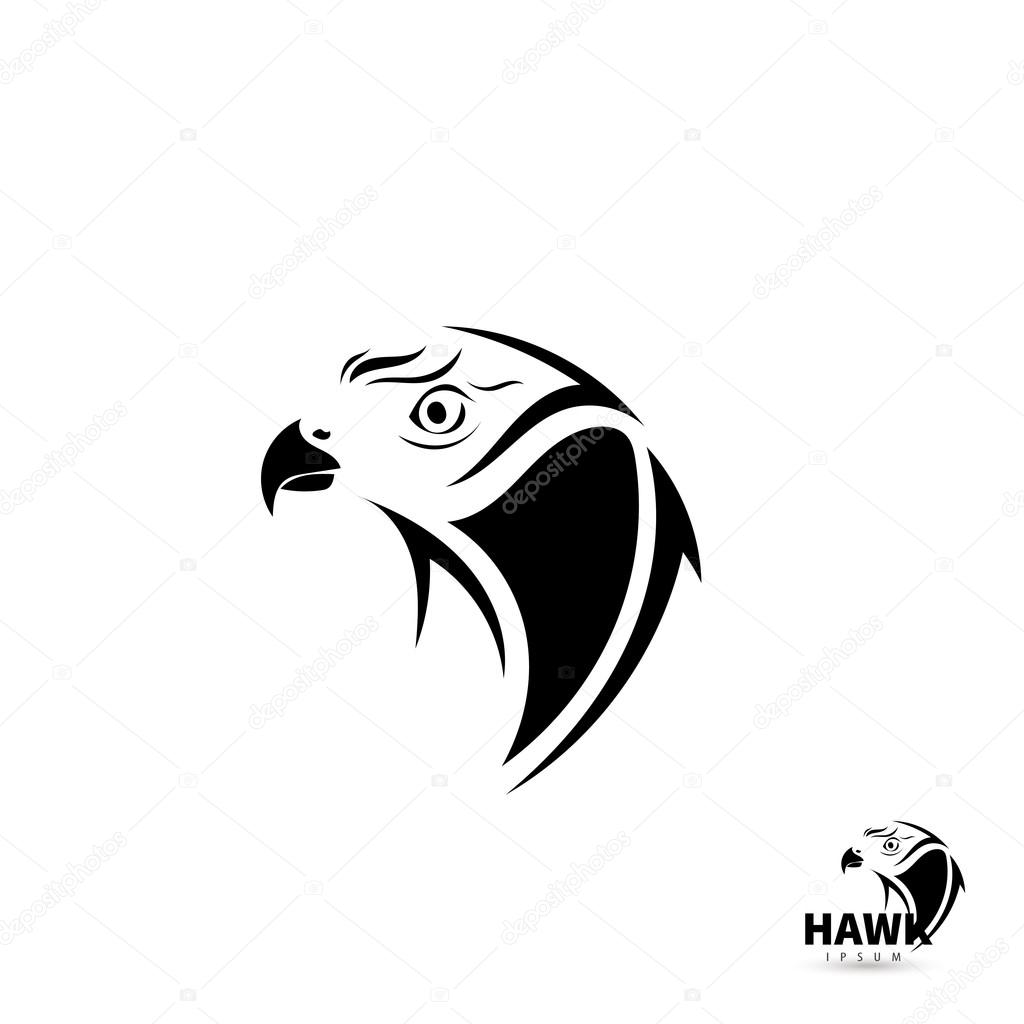 Stylized silhouette face hawk. Artistic bird tattoo concept. Vector illustration.