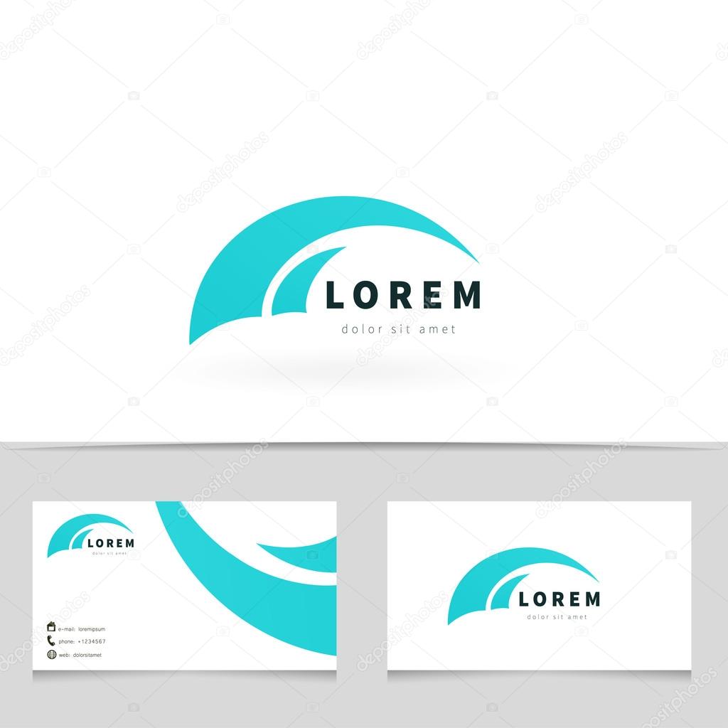 Creative abstract wind wave logo design with business card template. Trendy concept logotype for your company. Vector illustration.