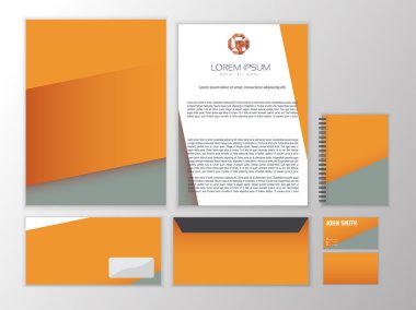 Creative orange corporate identity. Trendy stationery business concept illustration.