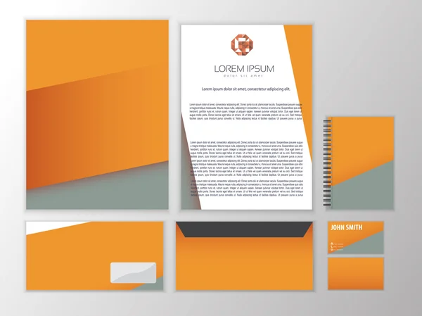 Creative orange corporate identity. Trendy stationery business concept illustration. — Stok fotoğraf