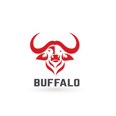 Bir bufalo stilize silüeti. Sanatsal yaratıcı bir fikir. Hayvanlar logo tasarım şablonu. Vektör çizim.