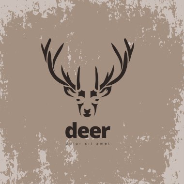 Sanatsal stilize geyik simgesi. Siluet vahşi hayvanlar. Yaratıcı sanat logo tasarımı. Vektör çizim.