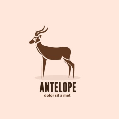 Sanatsal stilize antilop simgesi. Siluet vahşi hayvanlar. Yaratıcı sanat logo tasarımı. Vektör çizim.
