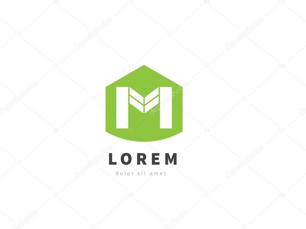 Abstract logo design, letter M. Trendy business concept logotype. Creative vector icon.