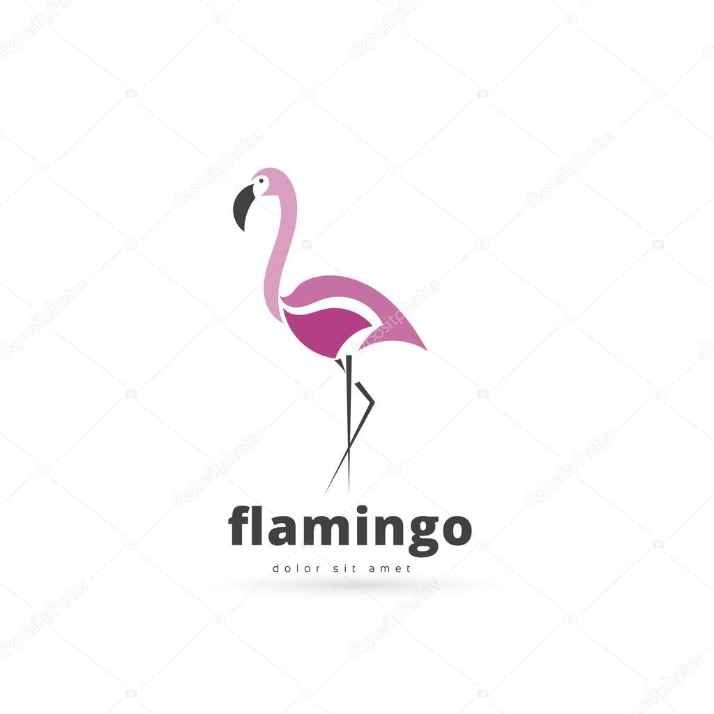 Artistic stylized flamingo icon. Silhouette birds. Creative art logo design. Vector illustration.