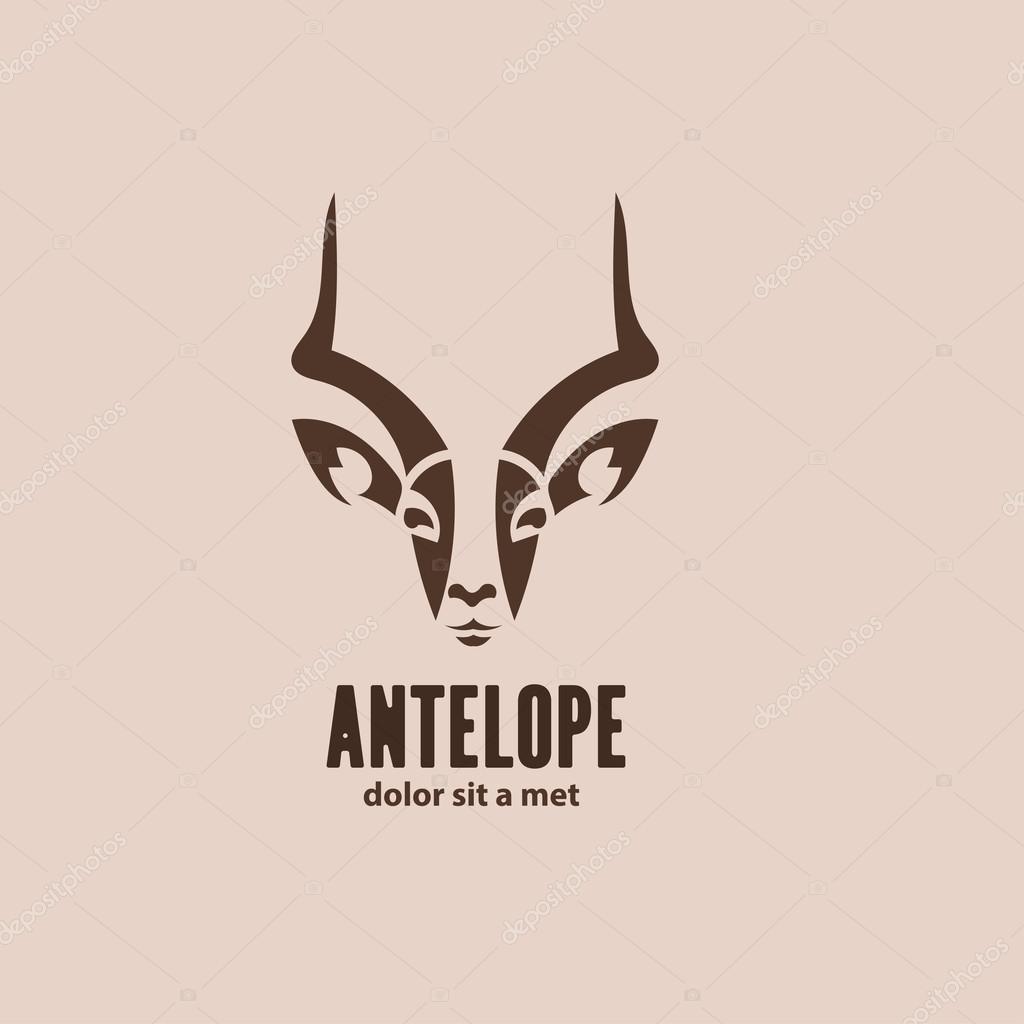 Artistic vector silhouette antelope. Stylized idea wild animal logo design template.