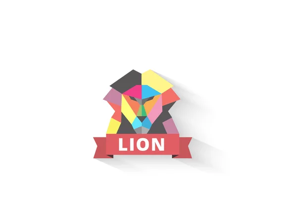 다각형 사자 추상적인 로고 디자인. 크리에이 티브 비즈니스 개념 동물 아이콘입니다. 벡터 아이디어 로고. — 스톡 벡터
