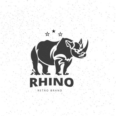 Vector Stylized Rhino in Vintage Style for Logotype, Label, Badge, T-shirts and other Design. Artistic Silhouette wild animal.  clipart