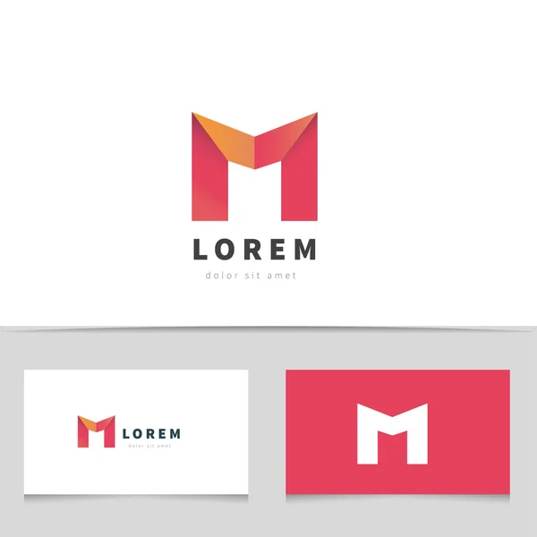 Абстрактный логотип, буква М с визитной карточкой. Творческий логотип для Вашей компании. Векторный элемент бизнеса . — стоковый вектор