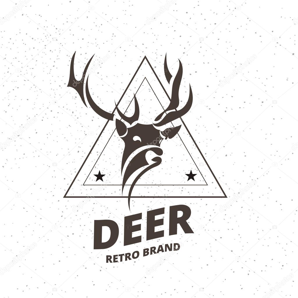 Stylized Deer Element in Vintage Style for Logotype, Label, Badge, T-shirts and other Design. Artistic Vector Illustration.