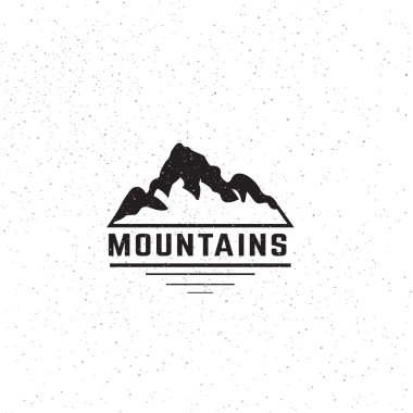Mountains travel logo design template. Creative artistic concept logotype. Vector illustration.