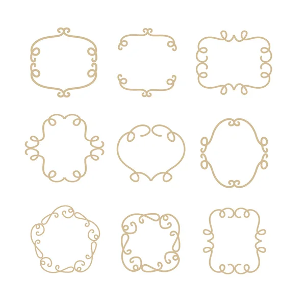 Decorative outline frames. Abstract monogram templates. Vector set. — Stock Vector