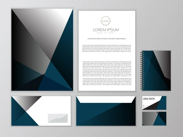 Polygonal classic corporate style design template. Векторные деловые канцтовары . Стоковая Иллюстрация