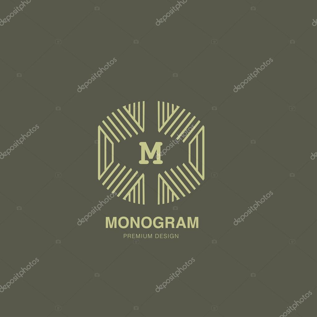 Vector graceful monogram. Elegant line art logo design template.