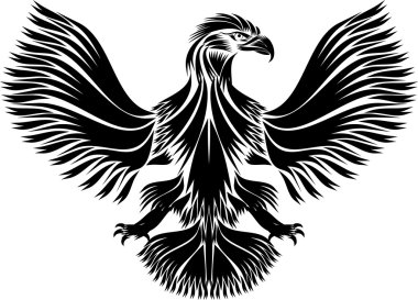 Beyaz arka planda siyah ve beyaz kartal