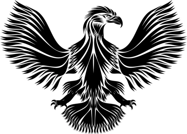 Águila blanca y negra sobre fondo blanco — Vector de stock