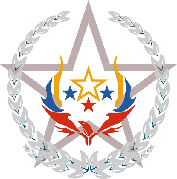 Logotyp med öron, star och fågel — Stock vektor