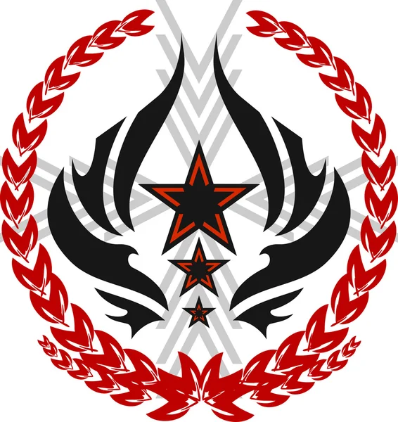 Logotyp med öron, cross och svärd — Stock vektor