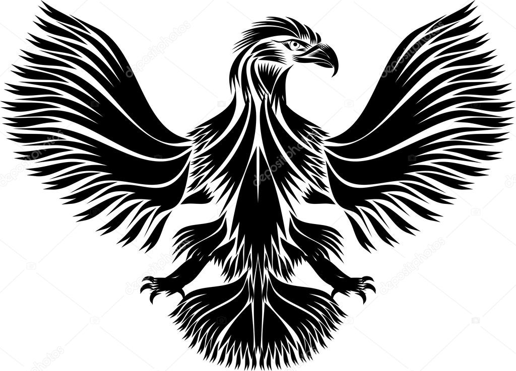 Black and white eagle on white background