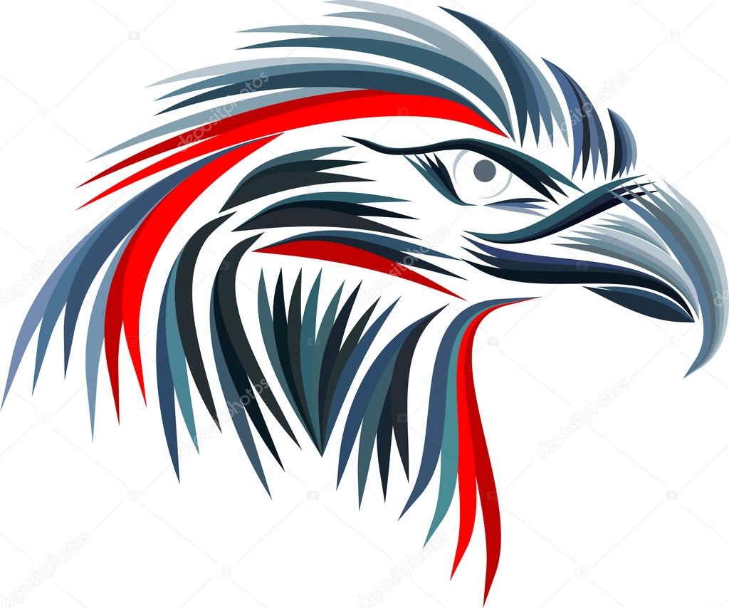 Colored head eagle on white background