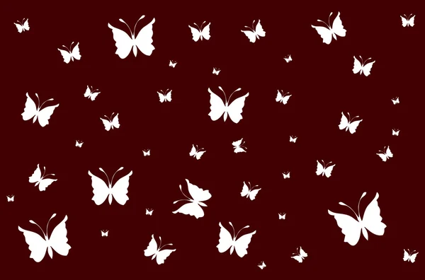 Mariposas blancas en gradiente vinoso fondo de pantalla — Vector de stock