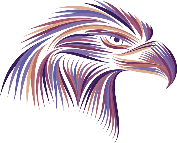 Colored head eagle on white background — Stock Vector