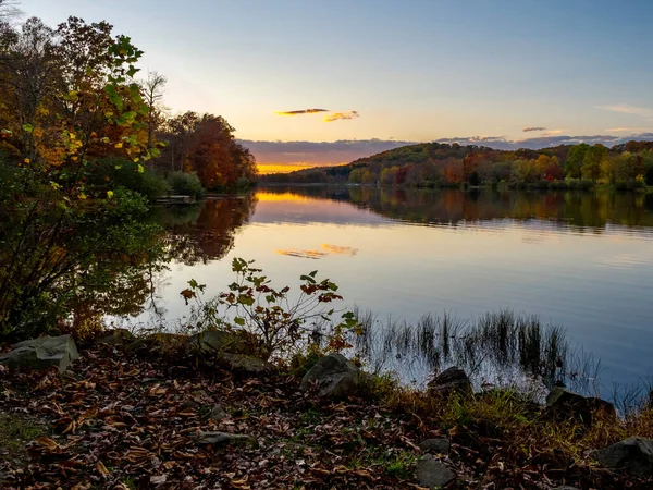 Sonnenuntergang Über Dem Keystone Lake West Moreland Country Den Laurel — Stockfoto