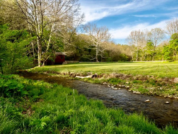 Frühlingslandschaft Naturszene Mingo Creek County Park Washington County Südwesten Pennsylvanias — Stockfoto