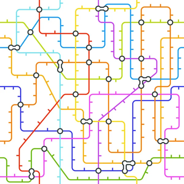 Mapa abstracto del metro en forma de círculo. Esquema subterráneo del metro vectorial. Concepto de diagrama de transporte urbano. Colorido viaje en metro para el diseño de pósters — Vector de stock