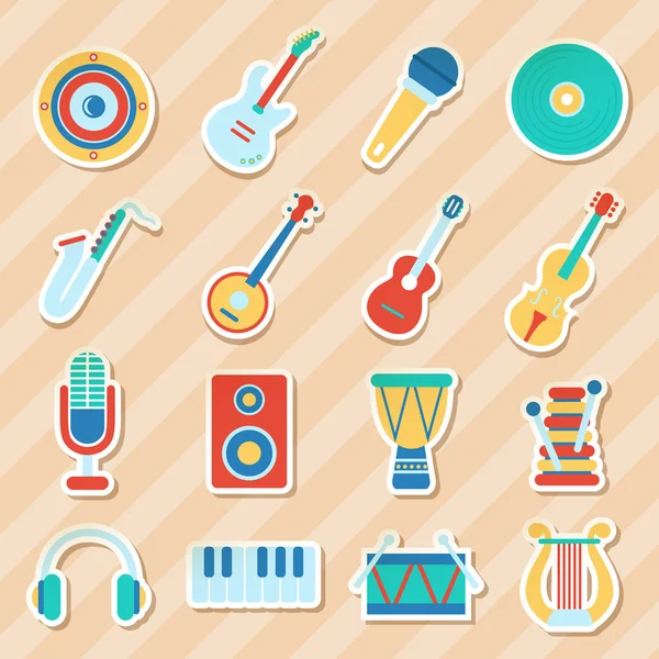 Conjunto de pegatinas musicales. Ilustración vectorial — Archivo Imágenes Vectoriales