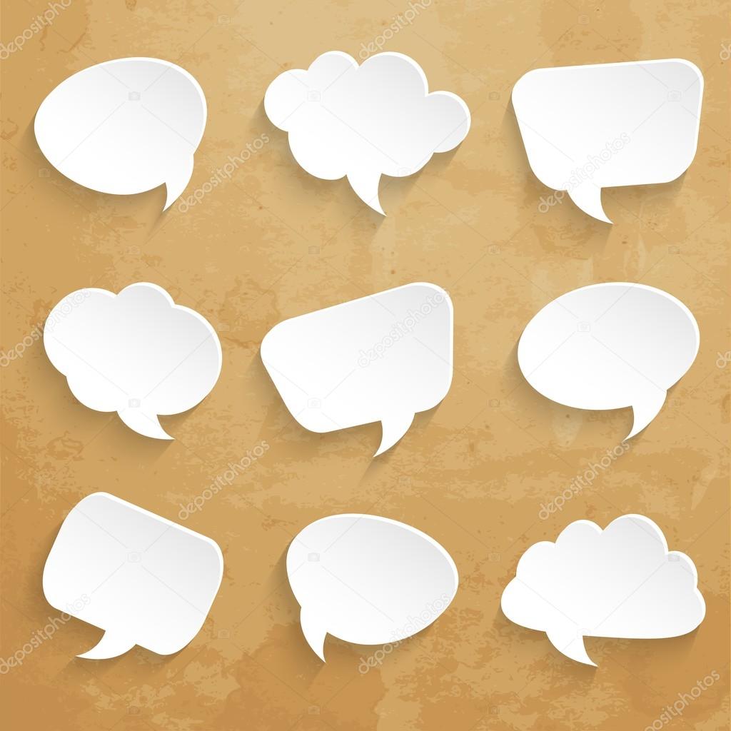Set of  speech bubbles on paper texture