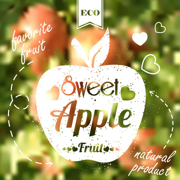 Manzana dulce sobre fondo borroso — Vector de stock