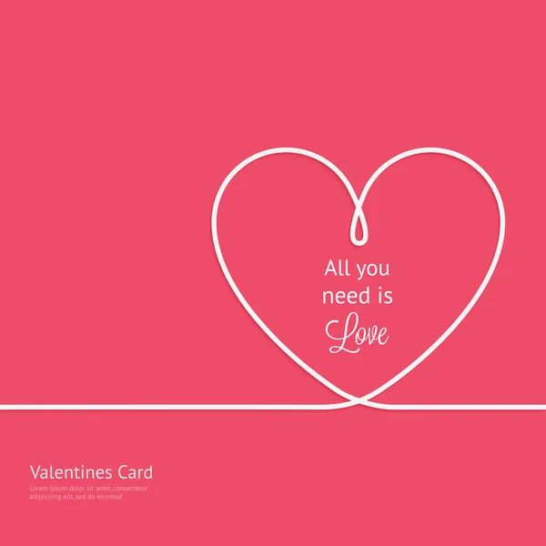 Valentines card with line heart — Stock Vector