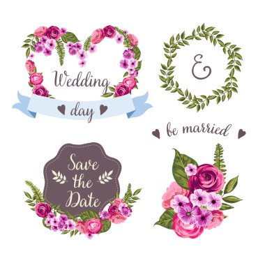 Çizilmiş çiçeklerle düğün koleksiyonu