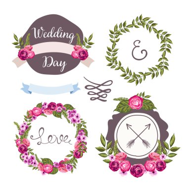 Çizilmiş çiçeklerle düğün koleksiyonu