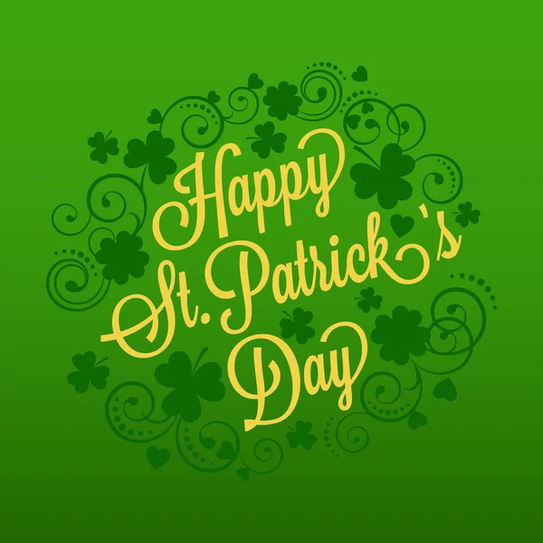 St. Patricks kaart met klaver en typografie — Stockvector