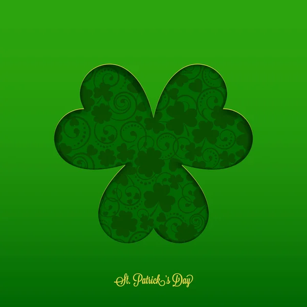 Scheda St. Patricks con trifoglio silhouette — Vettoriale Stock