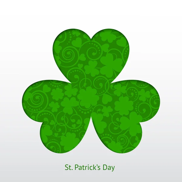 St. Patricks cartão com trevo silhueta — Vetor de Stock