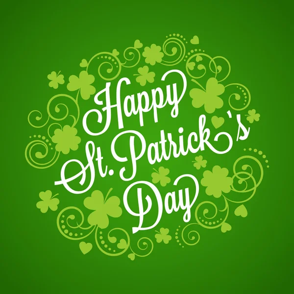 St. Patricks Karte mit Klee und Typografie — Stockvektor